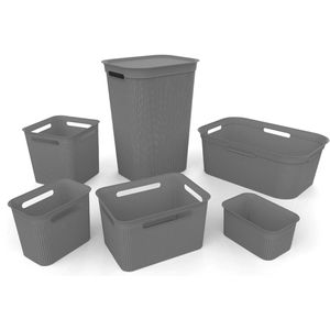 Produktbild für Wäschekorb Rotho Brisen, anthrazit, mit Deckel