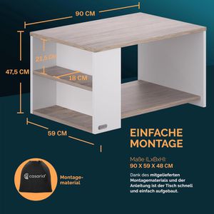 Produktbild für Couchtisch CASARIA Santa Cruz, aus Holz, eiche / weiß