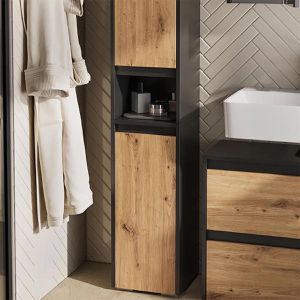 Produktbild für Badschrank Vicco Majest, anthrazit / artisan eiche