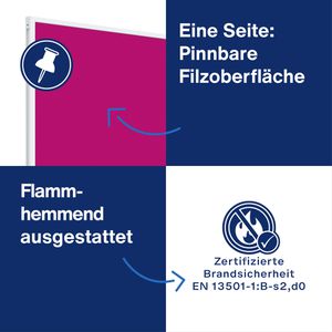 Produktbild für Tischtrennwand Magnetoplan VarioPin, 1108018, pink