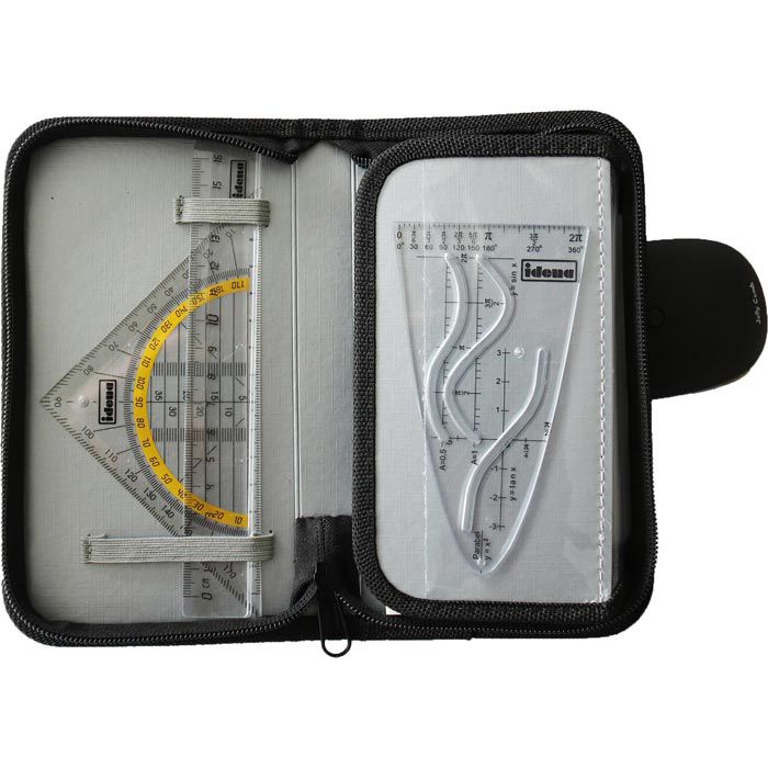 Idena GeometrieSet 20066 Zirkeletui, 11teilig, Zeichenset mit Zirkel