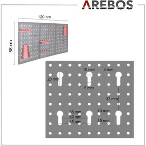 Produktbild für Werkzeugwand Arebos 3-teilig, schwarz, aus Metall