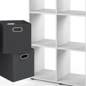 Produktbild für Bücherregal Vicco Karree, weiß, mit 4 Faltboxen