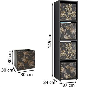 Produktbild für Bücherregal Vicco Ludus, schwarz, mit 2 Faltboxen