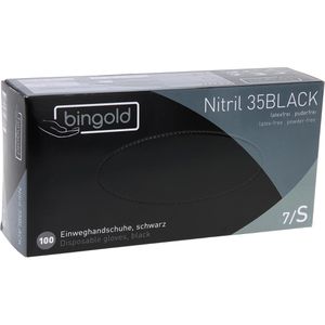 Produktbild für Einmalhandschuhe bingold Nitril 35BLACK, schwarz, 100 Stück