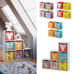 Produktbild für Bücherregal Vicco 49902, weiß, mit 6 Faltboxen