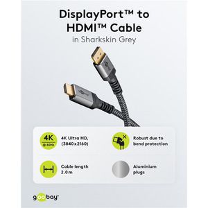 Produktbild für Displayport-Kabel Goobay 65269, 4K UHD, DP 1.2