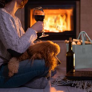 Produktbild für Kaminholztasche Relaxdays 10021970, grau