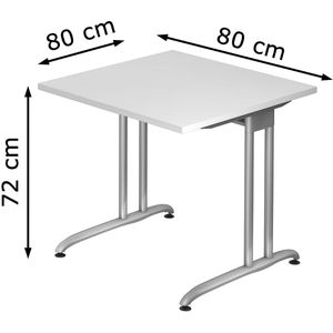 Produktbild für Schreibtisch Hammerbacher B-Serie, weiß / silber