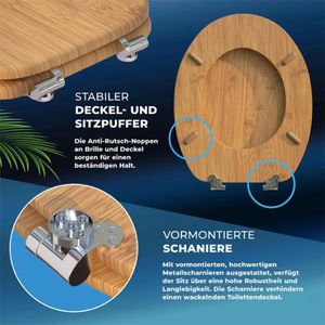 Produktbild für WC-Sitz CASARIA Toilettendeckel Bambus 108586, oval, aus Holz