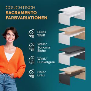 Produktbild für Couchtisch CASARIA Sacramento, aus Holz, anthrazit / weiß