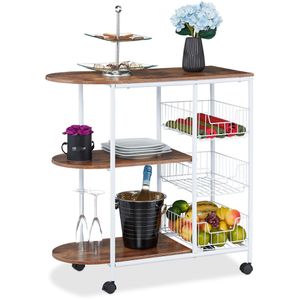 Küchenwagen Relaxdays 10031524, braun / weiß