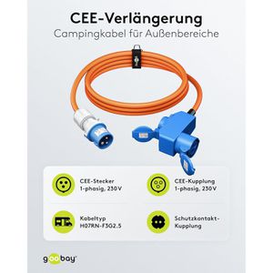 Produktbild für Verlängerungskabel Goobay 76233, für außen IP44