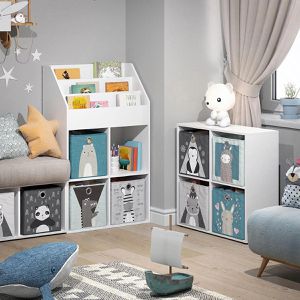 Produktbild für Bücherregal Vicco Luigi, weiß, mit 4 Faltboxen
