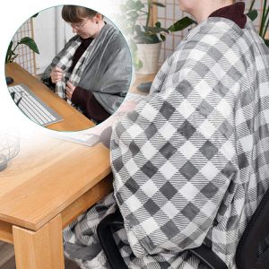 Produktbild für Heizdecke Navaris Poncho, grau / weiß