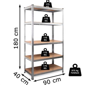 Produktbild für Schwerlastregal Böttcher-AG Premium, 5 Holzböden