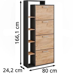 Produktbild für Schuhschrank Vicco Orlando, anthrazit / eiche
