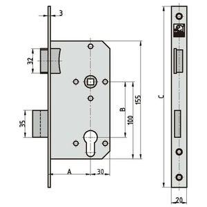 Produktbild für Einsteckschloss BASI 9240-5522, DIN links