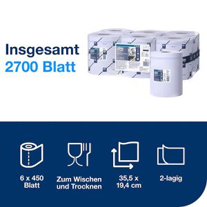 Produktbild für Putztuchrolle Tork Reflex, 473391, M4, Recyclingpapier, blau