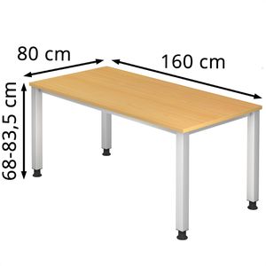 Produktbild für Schreibtisch Hammerbacher Q-Serie, buche / silber