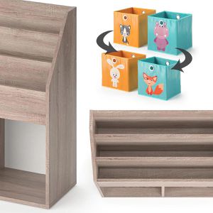 Produktbild für Bücherregal Vicco Luigi, sonoma eiche, mit 2 Faltboxen
