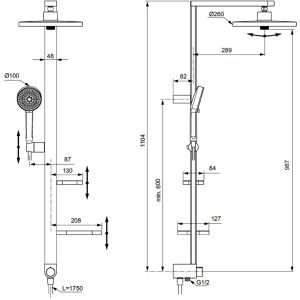 Produktbild für Duschsystem Ideal-Standard Ceratwist Alu+ BD585SI, silber