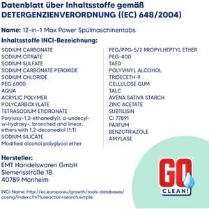 Produktbild für Spülmaschinentabs GOclean 12in1 Max Power