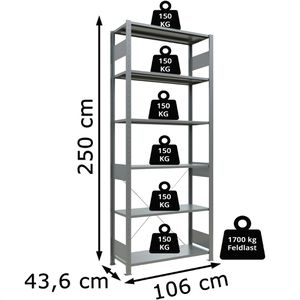 Produktbild für Schwerlastregal Schulte 12741, 6 Metallböden