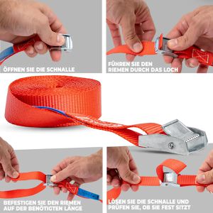 Produktbild für Spanngurt NTG LS.7101, rot, mit Klemmschloss