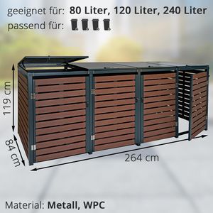 Produktbild für Mülltonnenbox Mendler HWC-K14, WPC/Metall