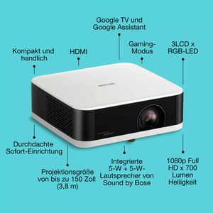 Produktbild für Beamer Epson Lifestudio EF-61W, V11HB72040, LED, Full HD