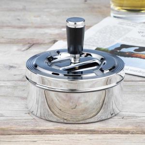 Produktbild für Aschenbecher Böttcher-AG silber, Indoor &amp; Outdoor, mit Deckel