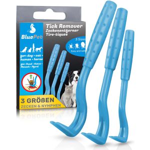Produktbild für Zeckenhaken BluePet Tick Remover, blau, 3er Set