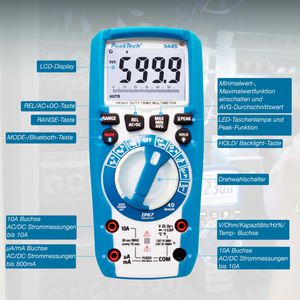 Produktbild für Multimeter PeakTech P 3445, digital, True RMS, App-fähig