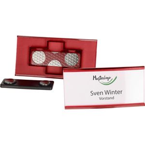 Böttcher-AG Namensschilder Business, 74 x 34 mm, mit Magnet, transluzent rot, 10 Stück , 10 Stück