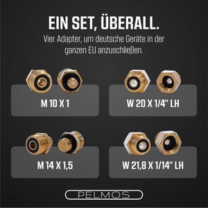 Produktbild für Gasflaschen-Adapter PELMOS JJ-U7AE-I5AV, Set