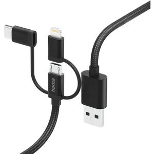 Ladekabel Hama 201536 3in1 Multi, schwarz, 1,5m