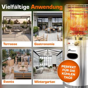 Produktbild für Heizstrahler Tresko TKTHF-002, silber, outdoor