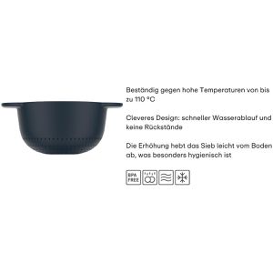 Produktbild für Seiher Mepal Chef It Navy, mit 2 Griffen, aus Kunststoff
