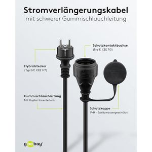 Produktbild für Verlängerungskabel Goobay 44841, für außen IP44