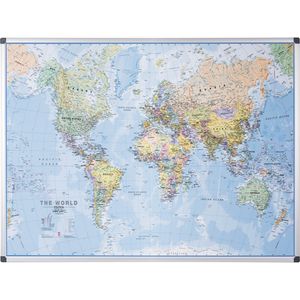 Weltkarte Bi-Office MAP0100802, Englisch, mit Aluminiumrahmen