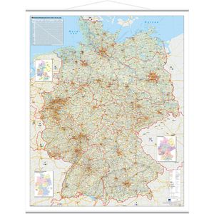 Deutschlandkarte Stiefel Straßenkarte, mit Metallleisten