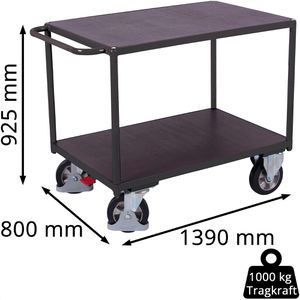 Produktbild für Tischwagen VARIOfit sw-800.502/AG, aus Metall &amp; Holz