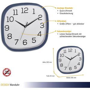 Produktbild für Wanduhr TFA 60.3053.06, Kunststoff, analog, Quarzuhr
