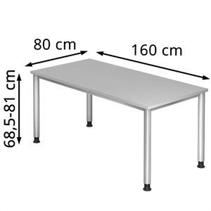Produktbild für Schreibtisch Hammerbacher H-Serie, lichtgrau / silber