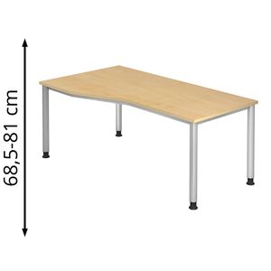 Schreibtisch Hammerbacher H-Serie, ahorn / silber