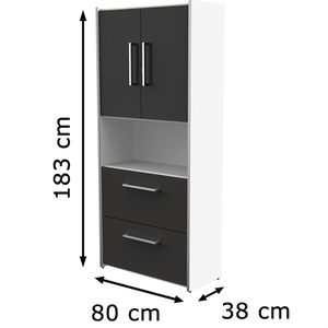 Produktbild für Kombischrank Kerkmann Move 3, anthrazit / weiß, abschließbar