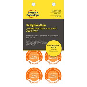 Produktbild für Prüfplaketten Zweckform 6978 Geprüft nach DGUV Vo3