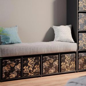 Produktbild für Bücherregal Vicco Ludus, schwarz, mit 2 Faltboxen