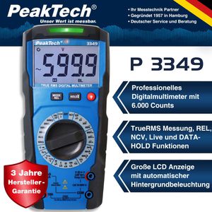 Produktbild für Multimeter PeakTech P 3349, digital, True RMS